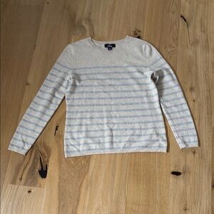 Striped Cream and Blue Sweater landsend women